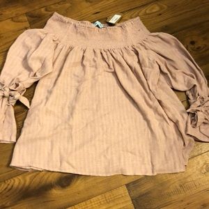 Off the shoulder blush color top
